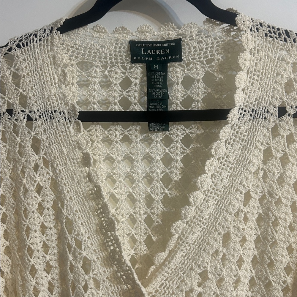 Ralph Lauren Women's Cream V-Neck Sweater heirloom vintage slowgirl button vest